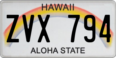 HI license plate ZVX794
