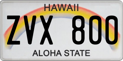 HI license plate ZVX800