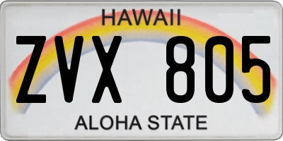 HI license plate ZVX805