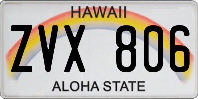 HI license plate ZVX806