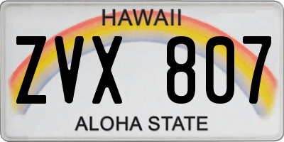 HI license plate ZVX807