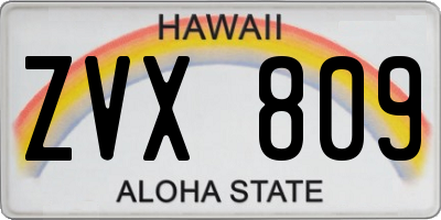 HI license plate ZVX809