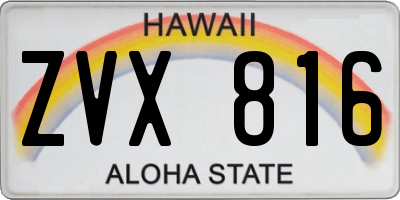 HI license plate ZVX816