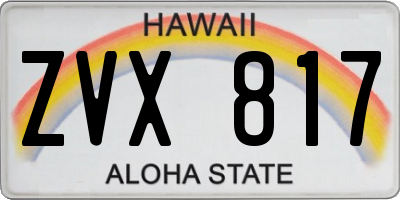 HI license plate ZVX817