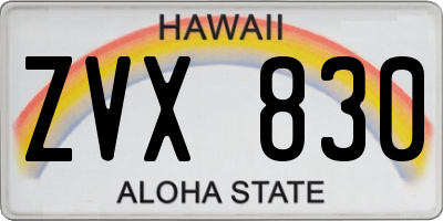 HI license plate ZVX830