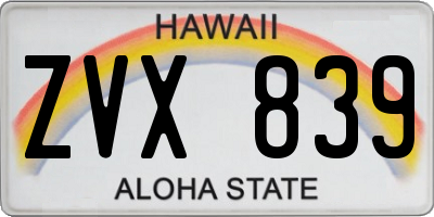 HI license plate ZVX839