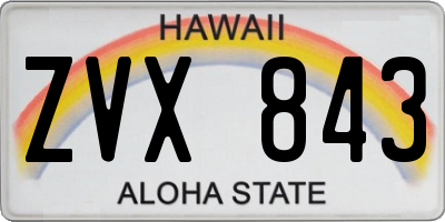 HI license plate ZVX843