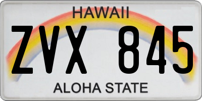 HI license plate ZVX845
