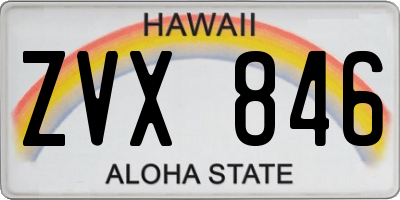 HI license plate ZVX846