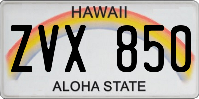 HI license plate ZVX850