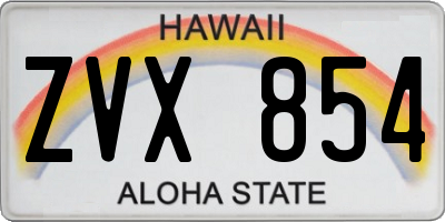 HI license plate ZVX854