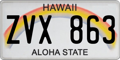 HI license plate ZVX863