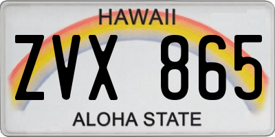 HI license plate ZVX865