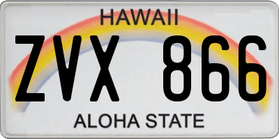 HI license plate ZVX866