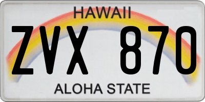 HI license plate ZVX870