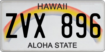 HI license plate ZVX896