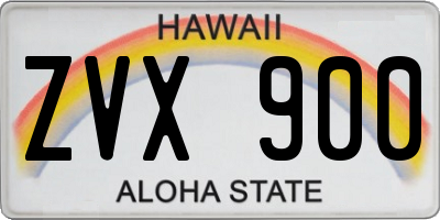 HI license plate ZVX900