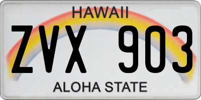 HI license plate ZVX903