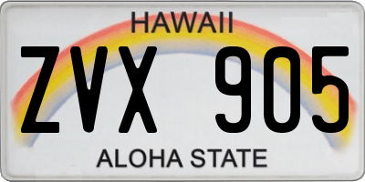 HI license plate ZVX905