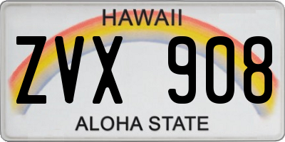 HI license plate ZVX908