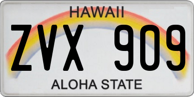 HI license plate ZVX909