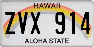 HI license plate ZVX914
