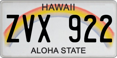 HI license plate ZVX922
