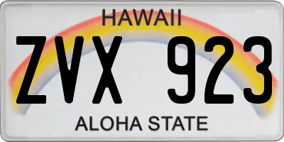 HI license plate ZVX923