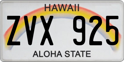 HI license plate ZVX925