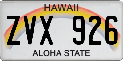 HI license plate ZVX926