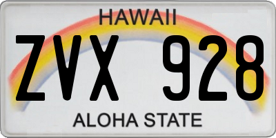 HI license plate ZVX928
