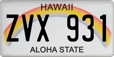 HI license plate ZVX931