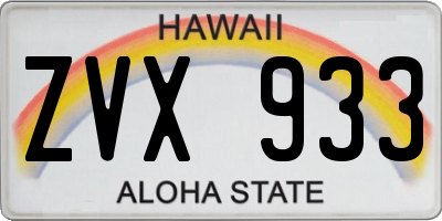 HI license plate ZVX933