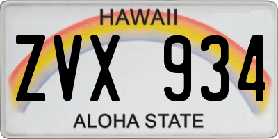 HI license plate ZVX934