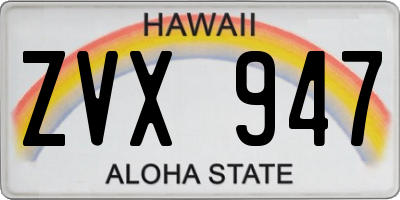 HI license plate ZVX947
