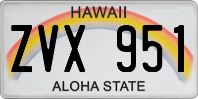 HI license plate ZVX951
