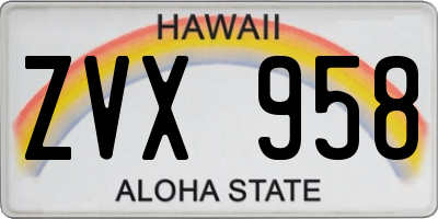 HI license plate ZVX958