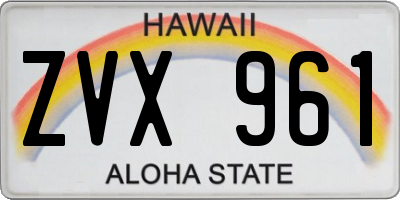 HI license plate ZVX961