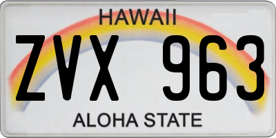 HI license plate ZVX963