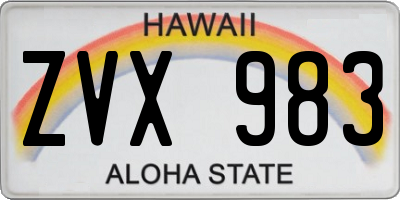 HI license plate ZVX983