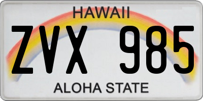 HI license plate ZVX985