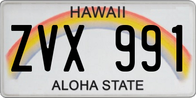 HI license plate ZVX991