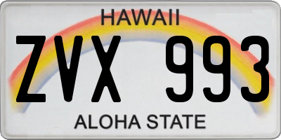 HI license plate ZVX993