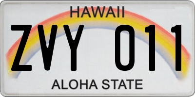 HI license plate ZVY011
