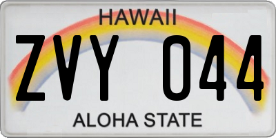 HI license plate ZVY044