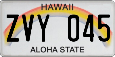 HI license plate ZVY045