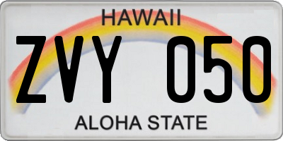 HI license plate ZVY050
