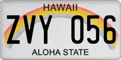 HI license plate ZVY056