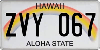 HI license plate ZVY067