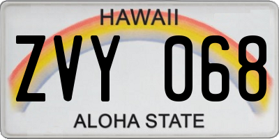 HI license plate ZVY068